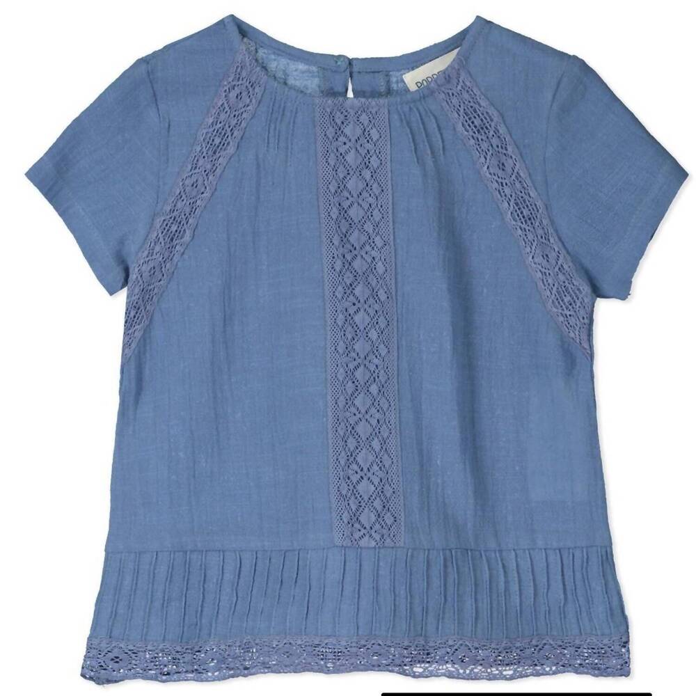 NEW POPPET & FOX girl's jodhpur short sleeve blouse in indigo